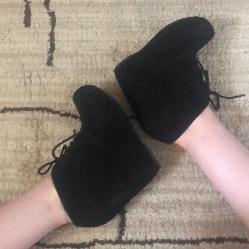 Black wedge booties
